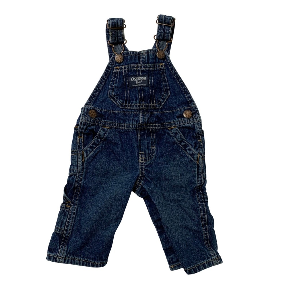 OshKosh B'gosh Baby Boys Dark Wash Denim Carpenter Overalls 3 Months 424-986